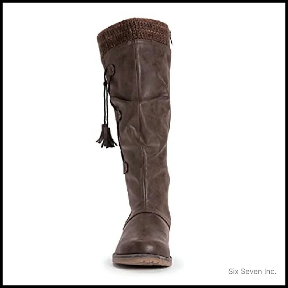 Knit Knee-High Boots Memory Foam Insole Water Resistant Chic Comfort